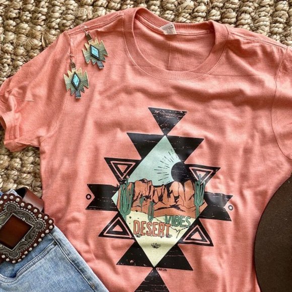 Heather Rust Desert Vibes Cute Graphic Tee T Shirt - Picture 4 of 4